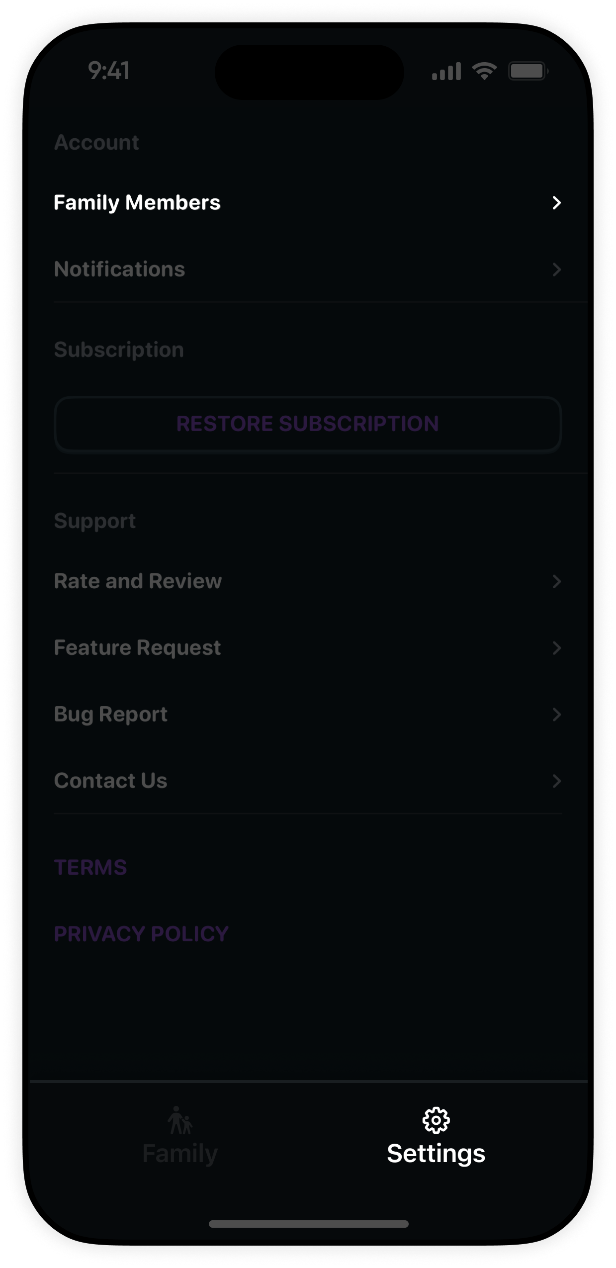 Step 2: Select Family Members in Settings